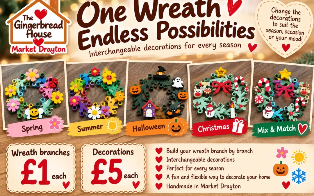One wreath, endless possibilities, handmade in Market Drayton