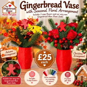 gingerbread vase and soap flowers